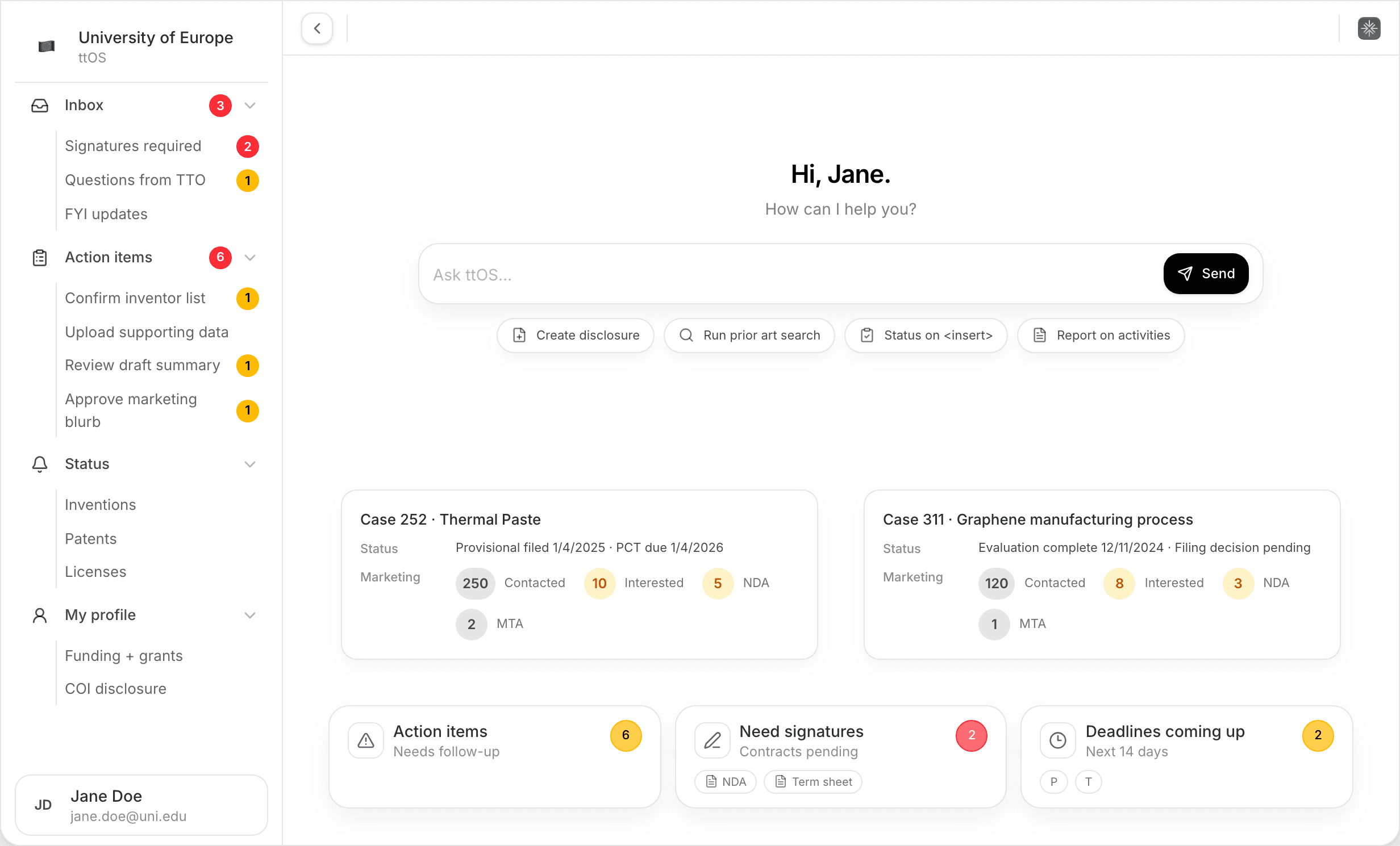 ttOS dashboard preview